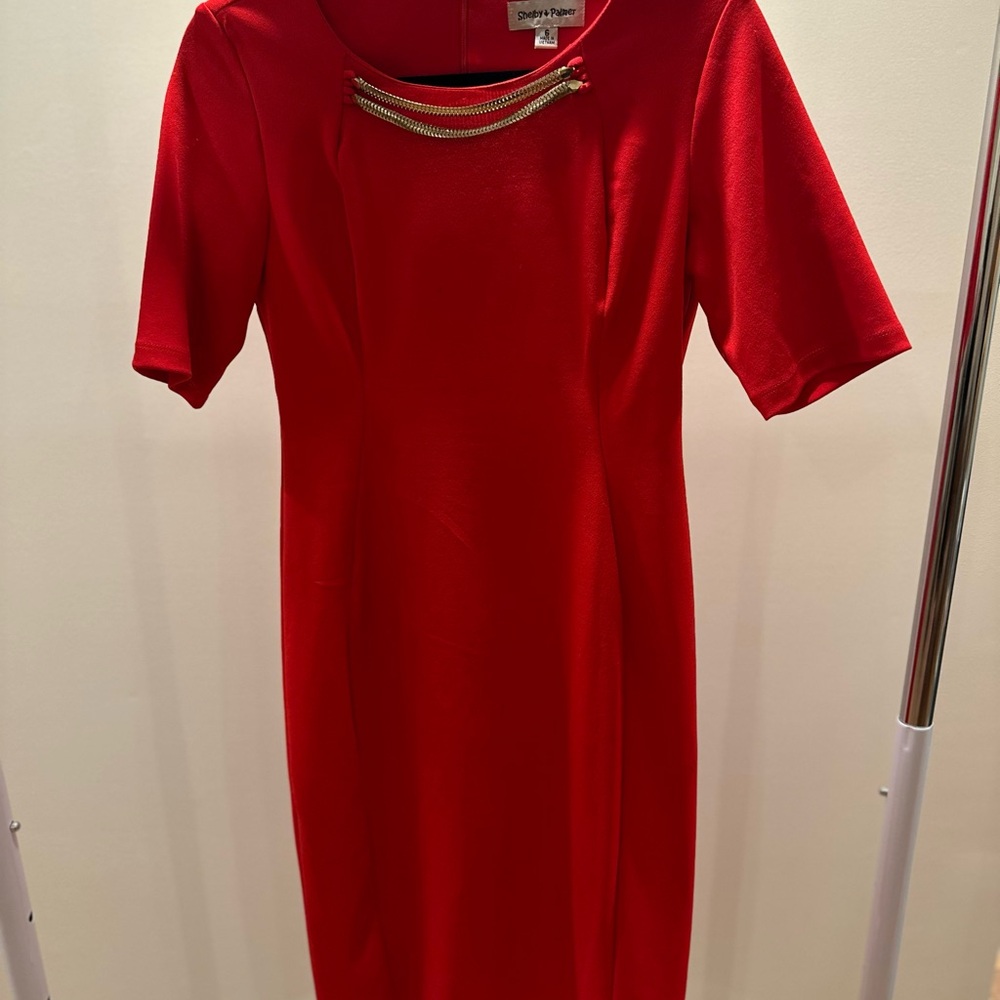 Shelby & Palmer Red Dress with Gold Detail